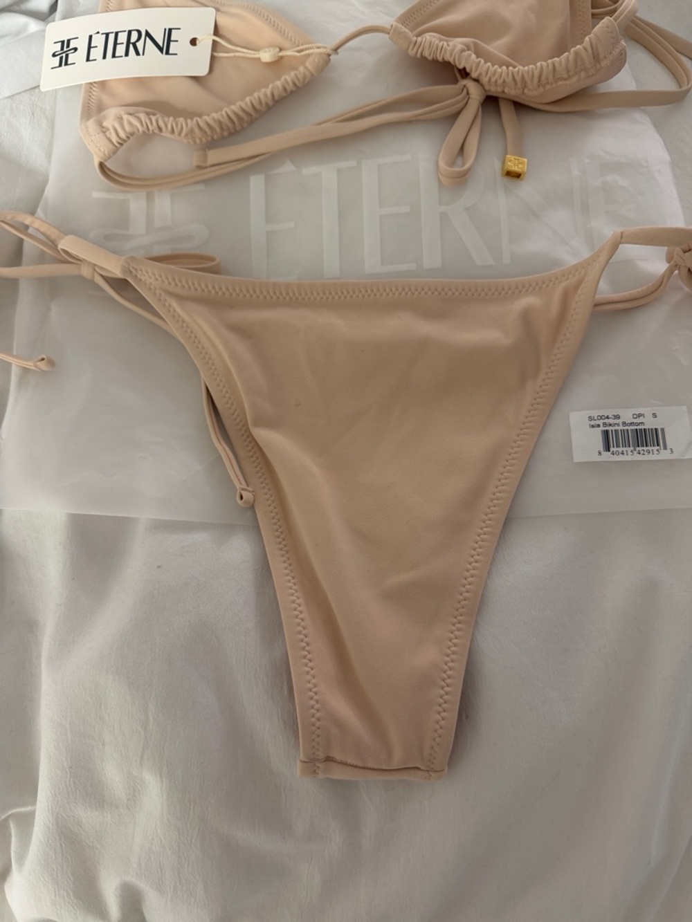 Eterne Women's Light Nude Tie-Side Triangle Bikini-ISLA DUSTY PINK - Picture 3 of 11